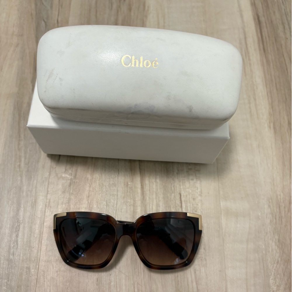 Chloe Tortoise Shell Sunglasses with gold trim